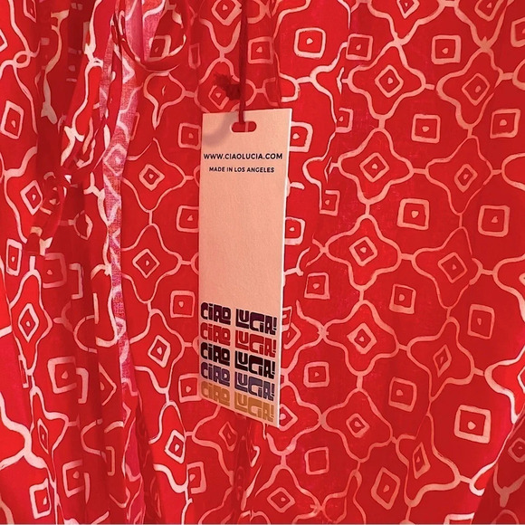 Ciao Lucia Octavia Top Poppy Red NWT Spring Colorful Beachy Coastal Casual Chic - Picture 5 of 5